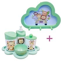 Kit Higiene Bebê Safari Leão, girafa e tigre + Cabideiro Infantil Nuvem Kit Higiene Bebê Safari Leão, girafa e tigre + Cabideiro Infantil Nuvem