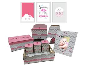 Kit Higiene Bebe Safari Maternidade Com Trio De Quadros Mdf