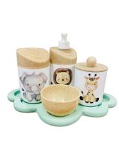 Kit Higiene Bebê Safari Sortido c/bandeja nuvem verde
