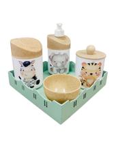 Kit Higiene Bebê Safari Sortido c/bandeja quadrada verde