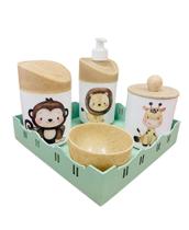 Kit Higiene Bebê Safari Sortido c/bandeja quadrada verde