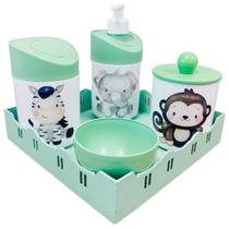 Kit Higiene Bebê Safari Sortido c/bandeja quadrada verde