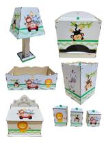 Kit Higiene Bebê Selva Safari 8 Peças Mdf Adesivado Novo