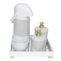 Kit Higiene Bebê Térmica Porcelanas Completo Ursinho Dourado