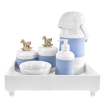 Kit Higiene Blanc Cavalinho Dourado e Capa Quarto Bebê Infantil Menino Kit Higiene Blanc Cavalinho Dourado e Capa Quarto Bebê Infantil Menino