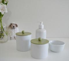 Kit Higiene Branco Bebê 4 Porcelanas Unissex Colorido Banho K164