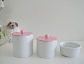 Kit Higiene Branco Bebê Porcelana Unissex Colorido Banho
