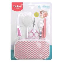Kit Higiene Buba Cuidados para Bebê com Estojo Branco Rosa