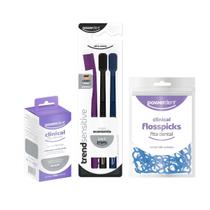Kit Higiene Bucal 3 Escovas De Dente Com Fio Dental Floss
