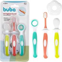 Kit Higiene Bucal Infantil Cerdas Macias Massageador Escova Limpador e Protetor +3m - Buba Baby