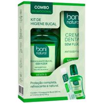 Kit Higiene Bucal Natural Boni Natural Creme Dental + Enxaguante Sem Fluor Vegano Menta Melaleuca