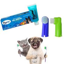 Kit higiene bucal para cães gel dental tuti fruti e 2 dedal para cachorro