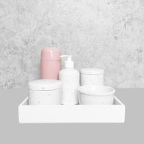 Kit Higiene C/ Garrafa Térmica Rosa E Bandeja Quadrada Poá Kit Higiene C/ Garrafa Térmica Rosa E Bandeja Quadrada Poá
