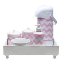 Kit Higiene Candy Rosa Chevron Bebê Infantil Menina