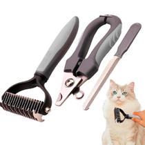 Kit higiene cão gato pet pente tira pelo cortador lixa unha para animais estimação