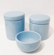 Kit Higiene Cerâmica Azul 3 peças