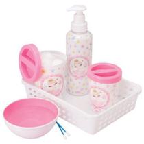 Kit- Higiene com bandeja com 05 Pçs na cor Rosa- Princesa - Plasútil Kit- Higiene com bandeja com 05 Pçs na cor Rosa- Princesa - Plasútil
