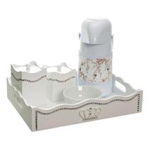 Kit Higiene Com Capa Fantasia Strass Corôa De Madeira Quarto Bebê Menina