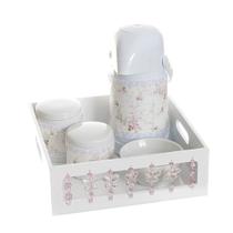 Kit Higiene Com Porcelanas E Capa Borboleta Rosa Quarto Bebê Menina