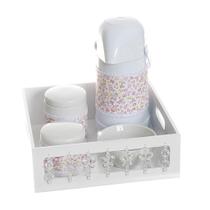 Kit Higiene Com Porcelanas E Capa Borboleta Transparente Quarto Bebê Menina