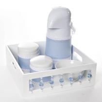 Kit Higiene Com Porcelanas E Capa Pedra Azul Quarto Bebê Menino Kit Higiene Com Porcelanas E Capa Pedra Azul Quarto Bebê Menino