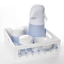 Kit Higiene Com Porcelanas E Capa Pedra Azul Quarto Bebê - Potinho de mel