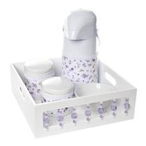 Kit Higiene com Porcelanas E Capa Pedra Lilás Quarto Bebê - Potinho de mel