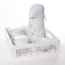 Kit Higiene Com Porcelanas E Capa Pedra Rosa Quarto Bebê Menina