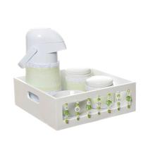 Kit Higiene Com Porcelanas E Capa Pedra Verde Quarto Bebê - Potinho de mel