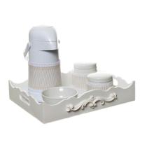 Kit Higiene Com Porcelanas E Capa Resina Arabesco Quarto Bebê Menina Menino