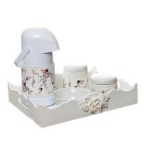 Kit Higiene Com Porcelanas E Capa Resina Rosa Grande Quarto Bebê Menina
