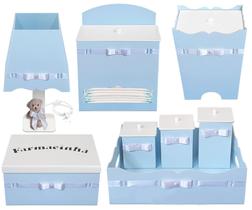 Kit Higiene Completo com 8 Peças Azul Bebê
