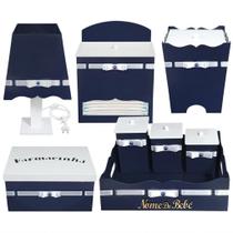 Kit Higiene completo em Madeira Mdf cor Azul Marinho com 8 peças