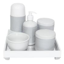 Kit Higiene Completo Porcelana Térmica Bandeja Espelho Prata