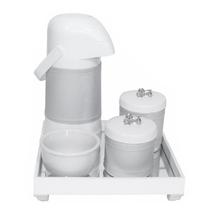 Kit Higiene Completo Potes Porcelanas Térmica Flor Liz Prata