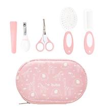 Kit Higiene Cuidados Bebê Com Estojo Completo Tesoura Pente Cortador Manicure Infantil Baby Buba Cor:Rosa