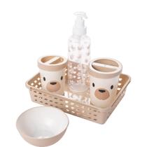 Kit higiene de bebê 5 peças organizador porta algodão porta cotonete várias cores