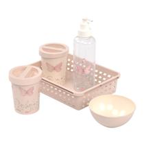 Kit higiene de bebe 5 peças plasútil organizador porta algodão porta cotonete