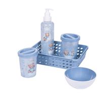 Kit higiene de bebê 5 peças ursinho organizador porta algodão porta cotonete várias cores