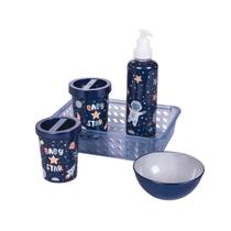 Kit higiene de bebê 5 peças ursinho organizador porta algodão porta cotonete várias cores