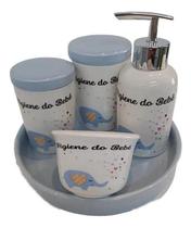 Kit Higiêne de Porcelana Bebê Azul - Amigold