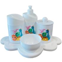Kit Higiene Dino Baby Juntos c/bandeja nuvem branca