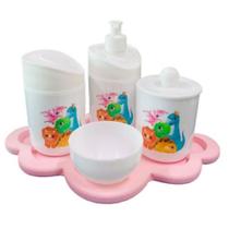 Kit Higiene Dino Baby Juntos c/bandeja nuvem rosa
