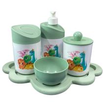 Kit Higiene Dino Baby Juntos c/bandeja nuvem verde Kit Higiene Dino Baby Juntos c/bandeja nuvem verde