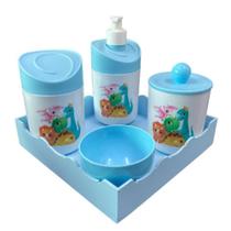 Kit Higiene Dino Baby Juntos c/bandeja quadrada azul Kit Higiene Dino Baby Juntos c/bandeja quadrada azul