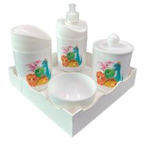 Kit Higiene Dino Baby Juntos c/bandeja quadrada branca Kit Higiene Dino Baby Juntos c/bandeja quadrada branca