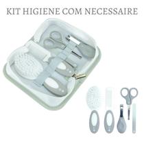 Kit Higiene do Bebê 5 Peças com Estojo Necessaire Cinza