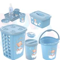 Kit Higiene E Acessórios P/O Quarto Do Bebe Urso Azul - plasutil