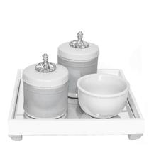 Kit Higiene Espelhado Porcelanas Molhadeira Provençal Prata Kit Higiene Espelhado Porcelanas Molhadeira Provençal Prata