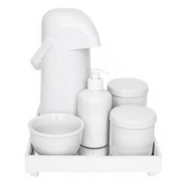 Kit Higiene Espelho Completo Porcelanas e Garrafa Branco Quarto Bebê Unissex